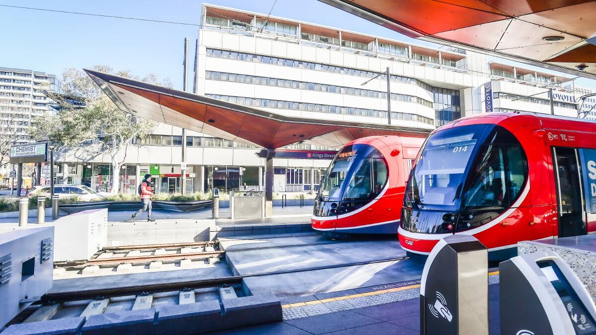 Light rail, which the ACT government plans to extend to Woden. Picture by Karleen Minney