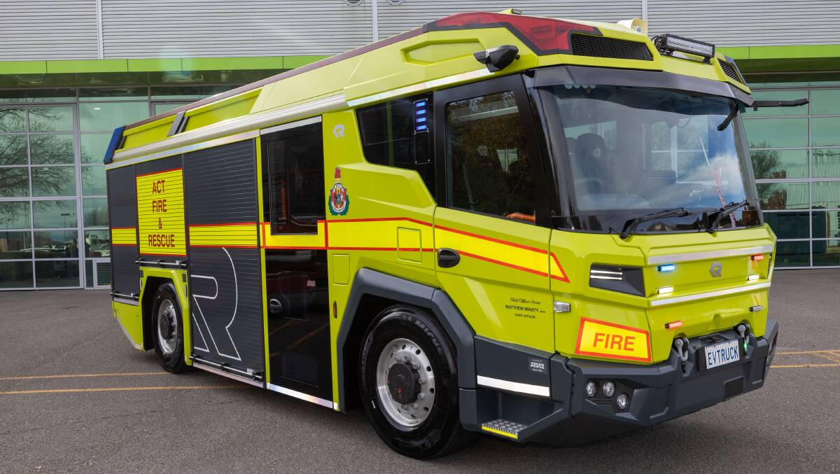 The Rosenbauer hybrid electric fire truck, pictured in May 2023, which has not yet entered operational service. Picture by Gary Ramage