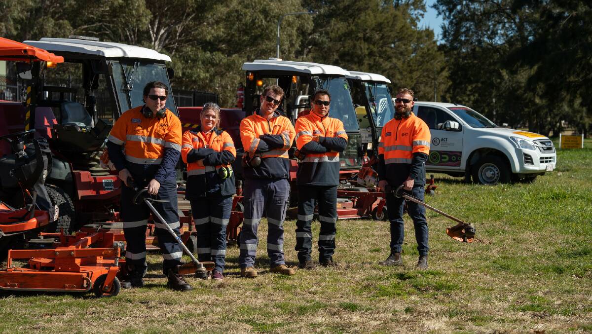 Members of the ACT government's rapid response mowing unit, which will begin work this spring. Picture supplied