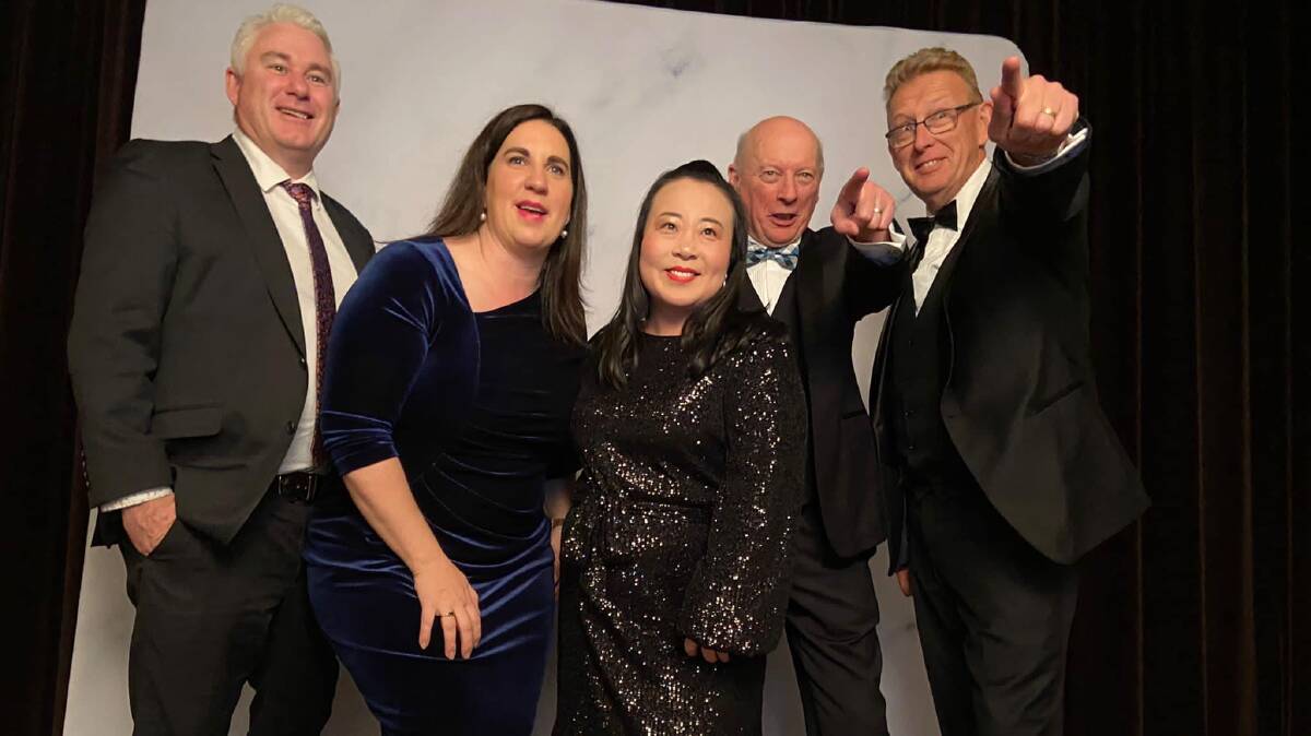 James Milligan, Giulia Jones, Elizabeth Lee, Peter Cain and Mark Parton at the ACT Young Liberals winter ball on Saturday. Picture: Facebook/Mark Parton MLA