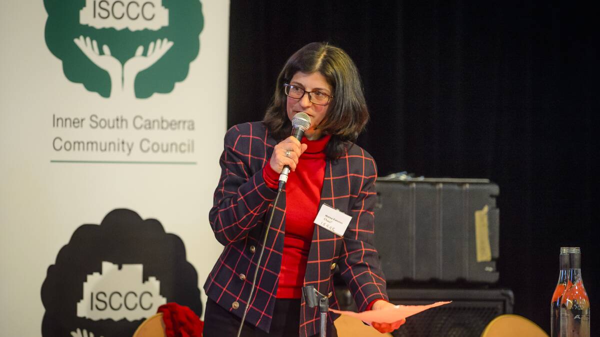 Inner South Canberra Community Council chair Marea Fatseas, pictured at a community meeting in 2017. Picture by Sitthixay Ditthavong