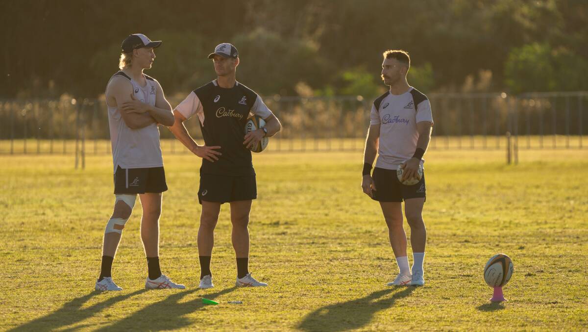 Carter Gordon has been learning from Nic White in camp. Picture Julius Dimataga/RugbyAU Media