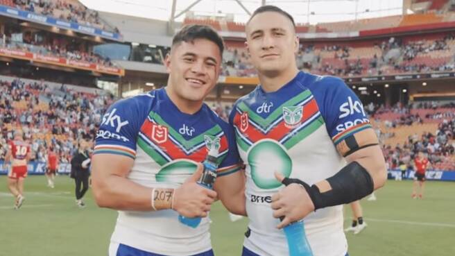 Paul Roache and Kalani Going made their NRL debuts. Picture NZ Warriors Instagram