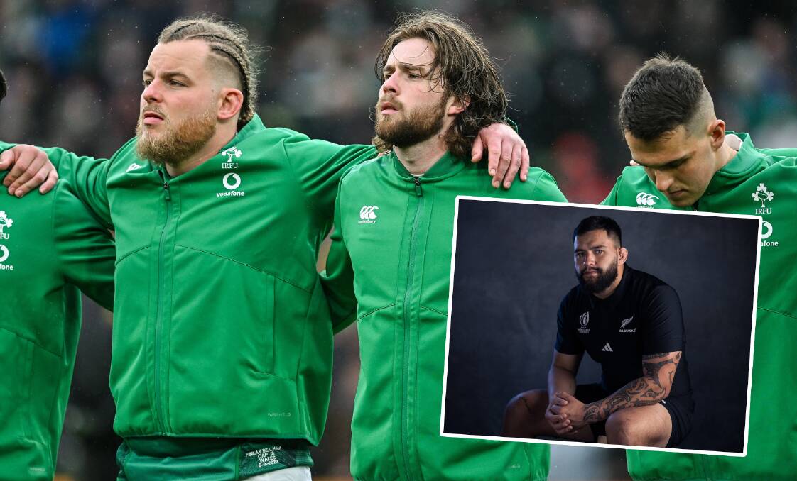 Finlay Bealham and Mack Hansen are teaming up for Ireland against All Black Tyrel Lomax in the World Cup. Picture Getty Images
