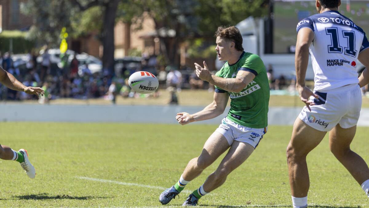 Raiders playmaker Ethan Strange is chasing a place in Canberra's starting side for round one. Picture by Gary Ramage