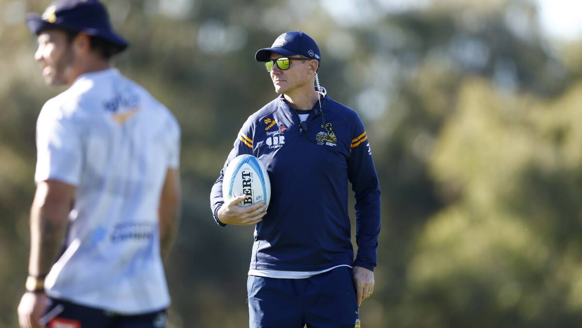 Brumbies coach Stephen Larkham is mapping out finals paths. Picture by Keegan Carroll
