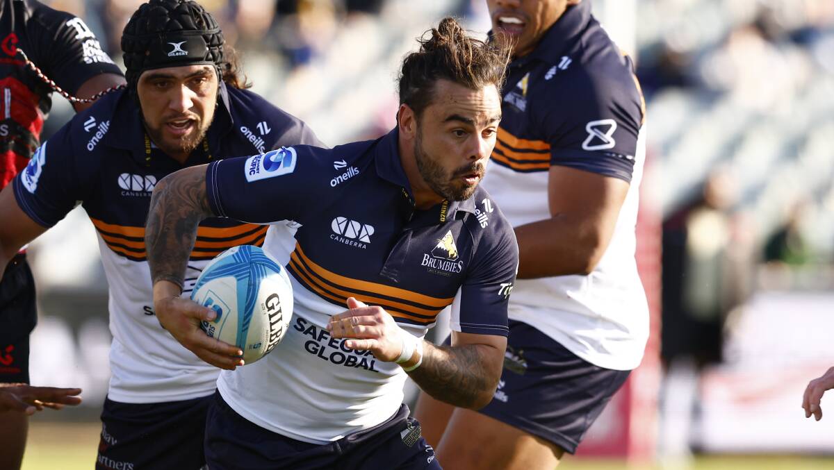 The Brumbies are wearing their heritage jersey throughout the Super Rugby finals series. Picture by Keegan Carroll