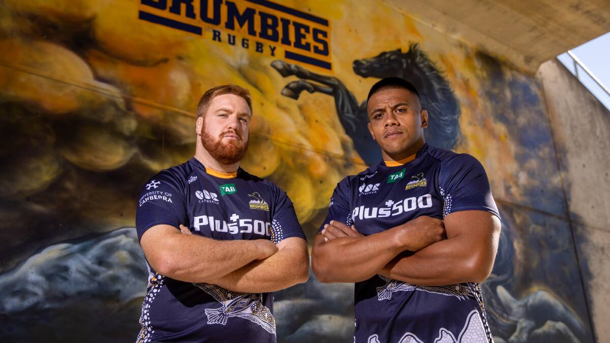 Tom Ross will continue to learn from Allan Alaalatoa at Brumbies headquarters. Picture: Keegan Carroll