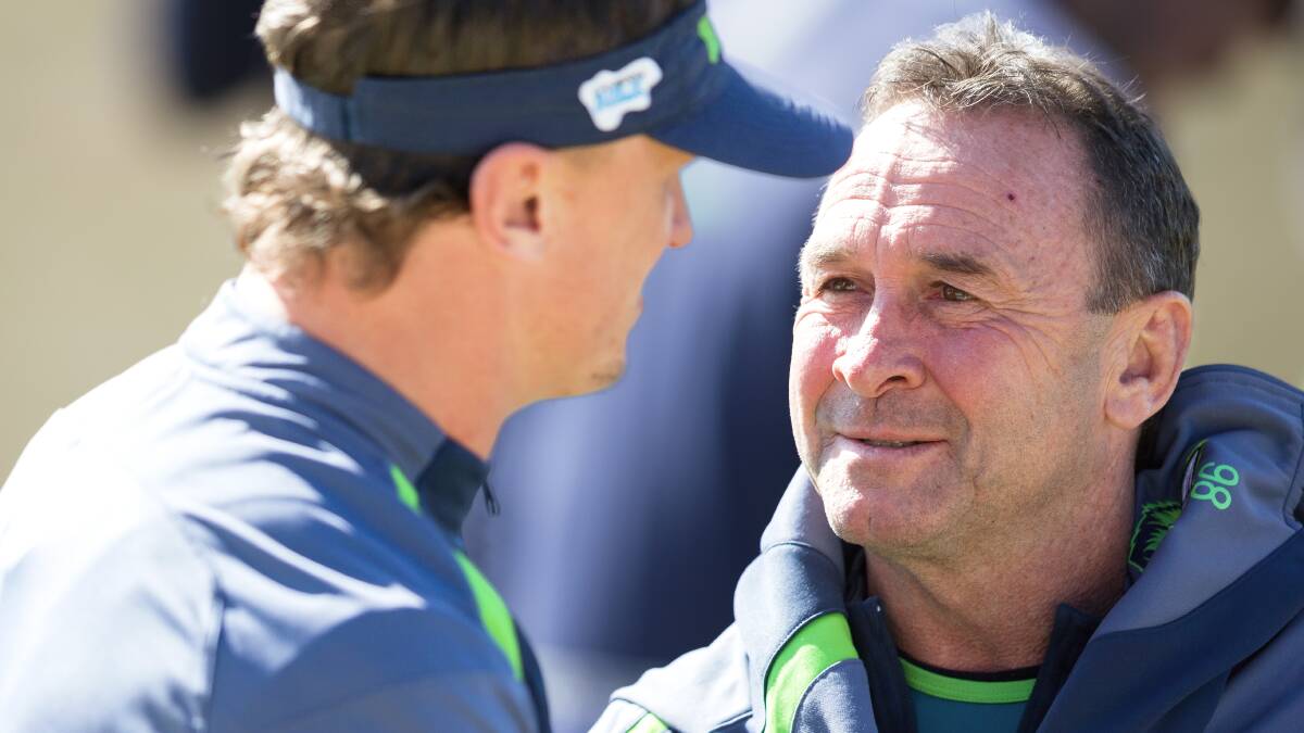 Raiders coach Ricky Stuart will bid farewell to Jack Wighton. Picture by Sitthixay Ditthavong