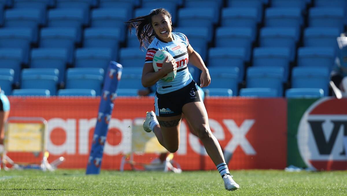 Tiana Penitani played a key role in Cronulla's season-opening win as Madison Bartlett made Raiders history with the club's first NRLW try. Picture Getty Images