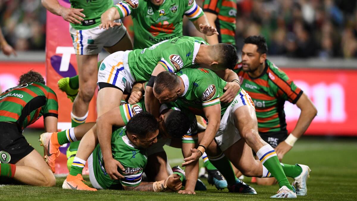 The try that booked Canberra's place in the decider. Picture: NRL Photos
