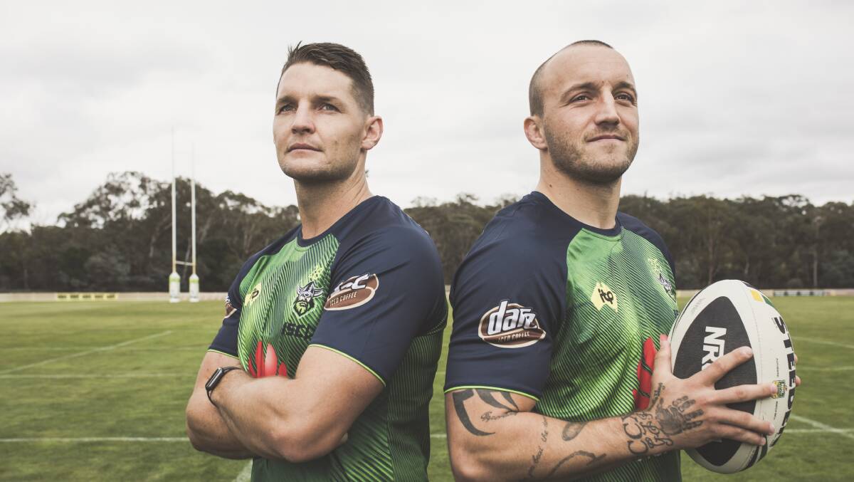 Former Raiders co-captains Jarrod Croker and Josh Hodgson become rivals on Saturday night. Picture by Jamila Toderas