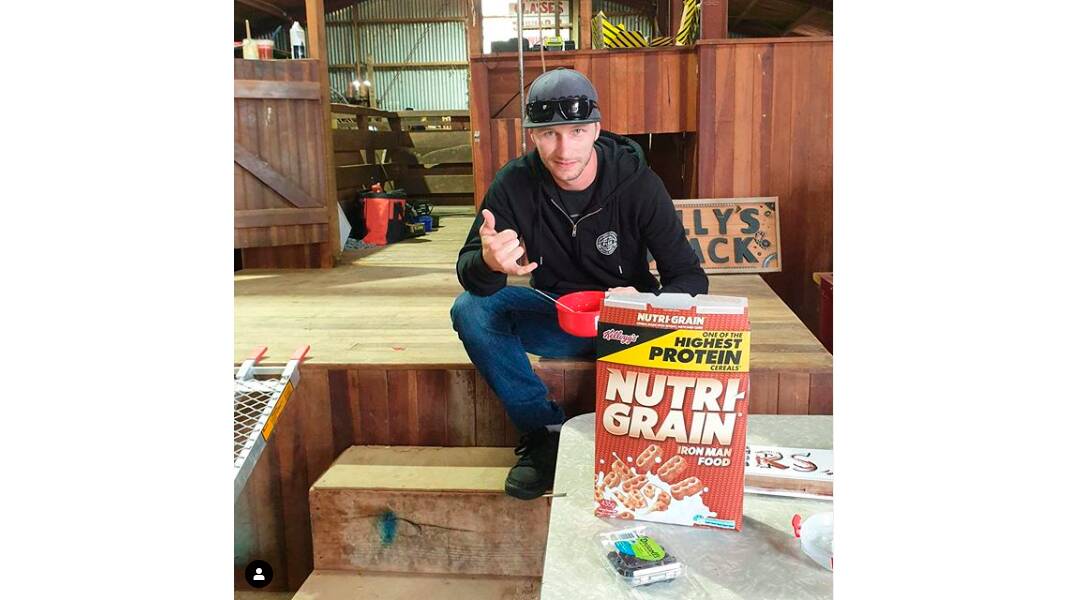 Rhys Kember in a Nutri-Grain commercial before his child sex offending came to light. Picture Instagram