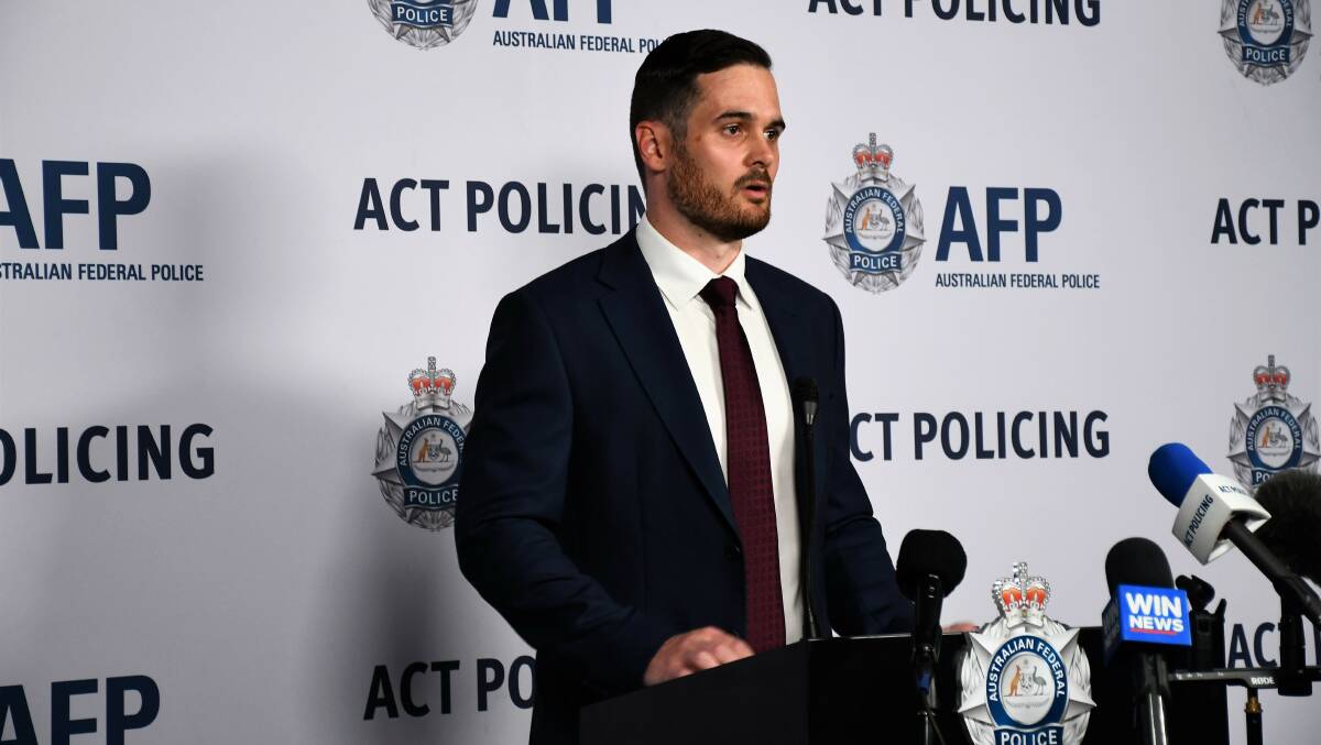 Detective Acting Superintendent Callum Hughes addresses reporters in January. Picture: Hannah Neale