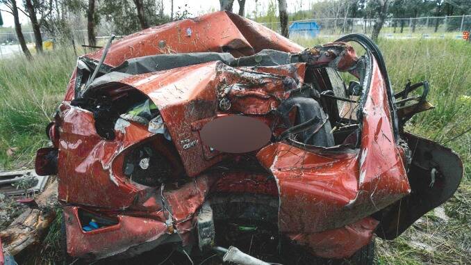 The wreckage of the crashed Toyota Camry in October 2022. Picture supplied