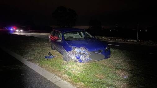 Senior Constable Michael McLean's car after the chase. Picture supplied