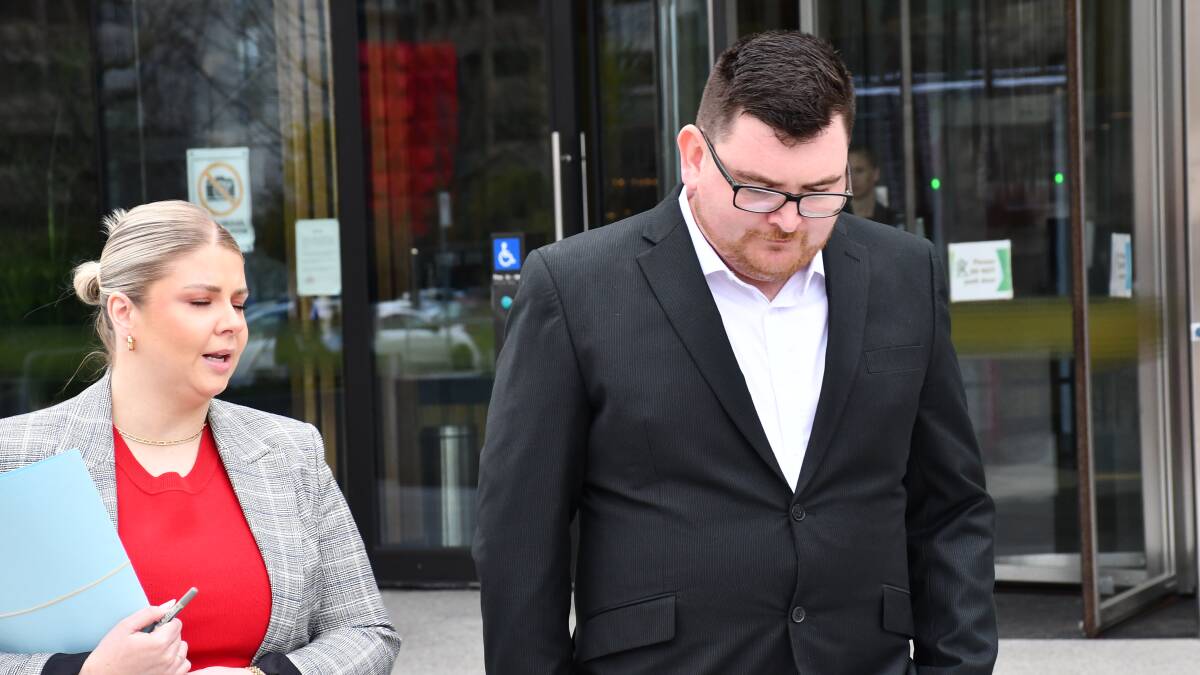 James Henry, right, outside court with defence lawyer Carley Hitchins. Picture by Blake Foden