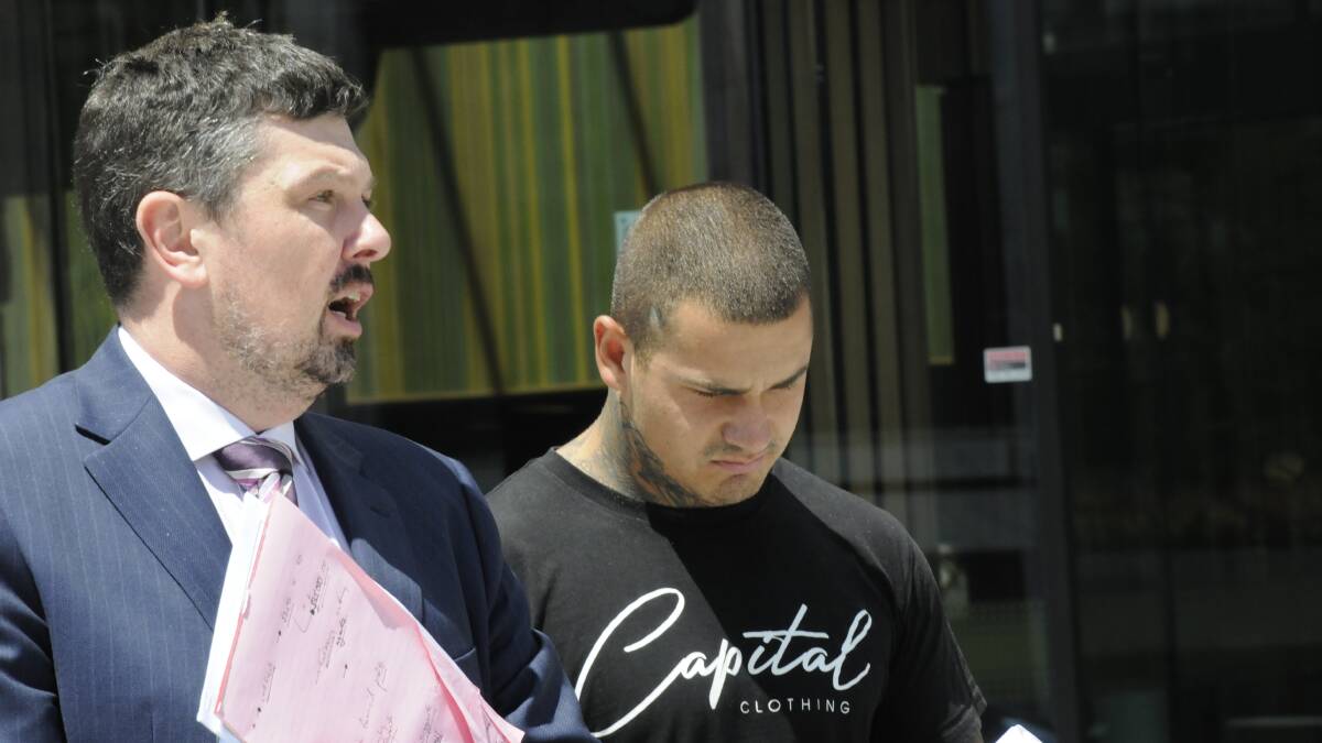 Nicholas Kozak, right, with defence lawyer Michael Kukulies-Smith outside court. Picture by Blake Foden