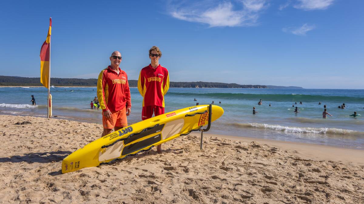 Lifeguard Tony McCabe and ALS colleagues will continue Monday to Friday patrols on Tathra Beach throughout February. Photo by David Rogers Photography