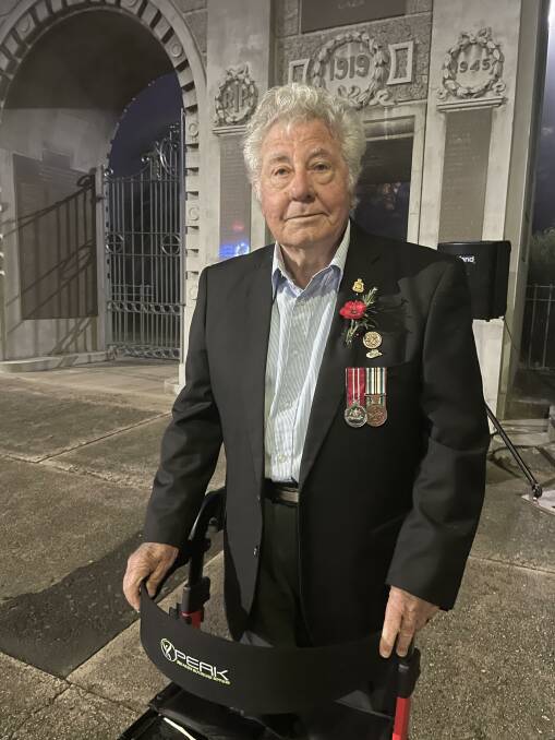 Brian Cairns at the Bega dawn service on Anzac Day 25-4-2023. Picture by Ben Smyth