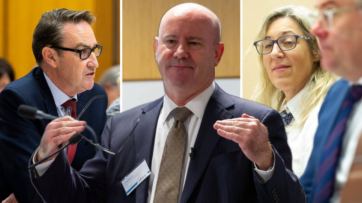 Treasury secretary Steven Kennedy, left, Defence secretary Greg Moriarty and Employment and Workplace Relations secretary Natalie James. Pictures by Keegan Carroll and Elesa Kurtz