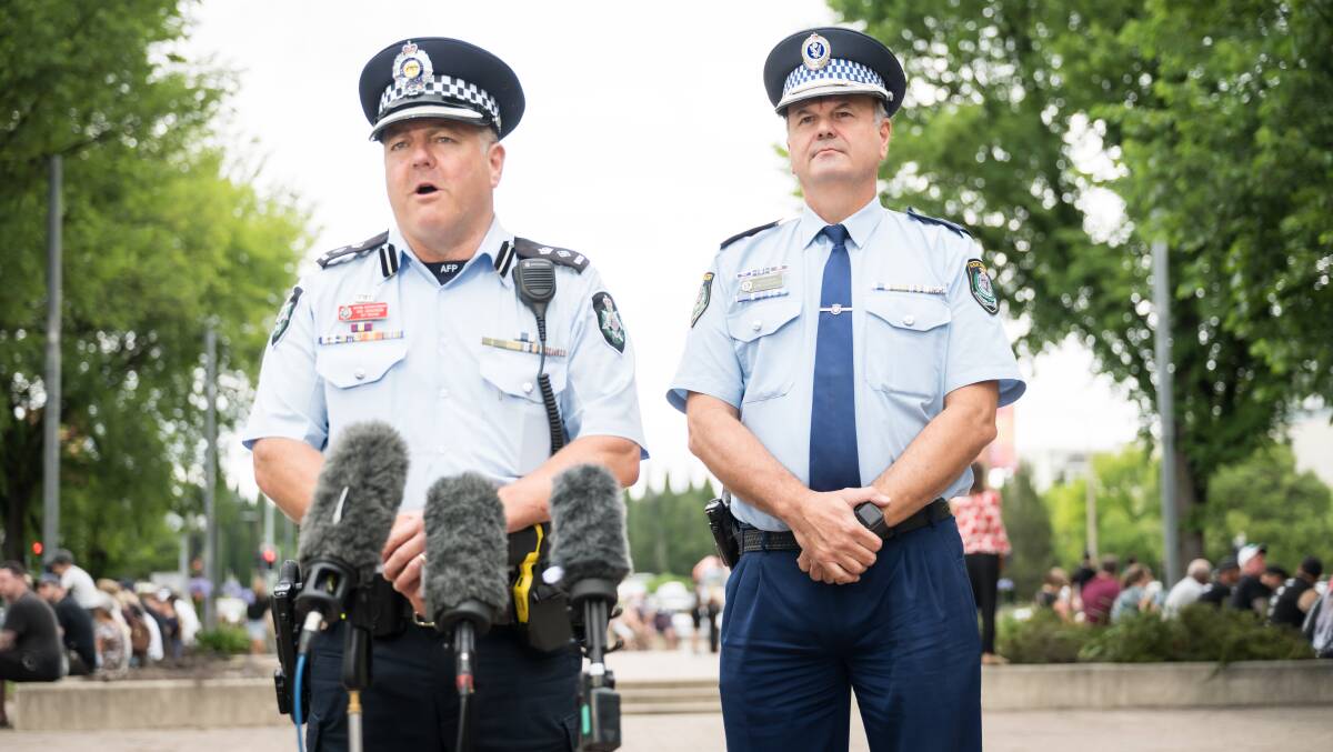 ACT Policing Acting Superintendent Rod Anderson and Monaro Police District Commander, Superintendent John Klepczarek. Picture by Karleen Minney