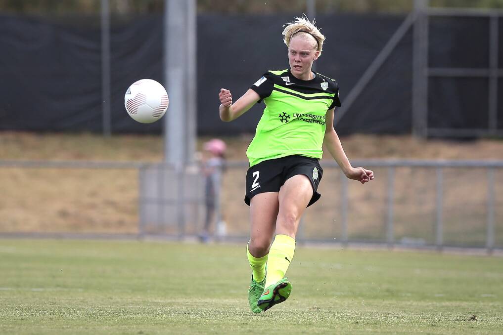 Catherine Brown played for Canberra United for a number of seasons in the ALW. Picture: Jeffrey Chan