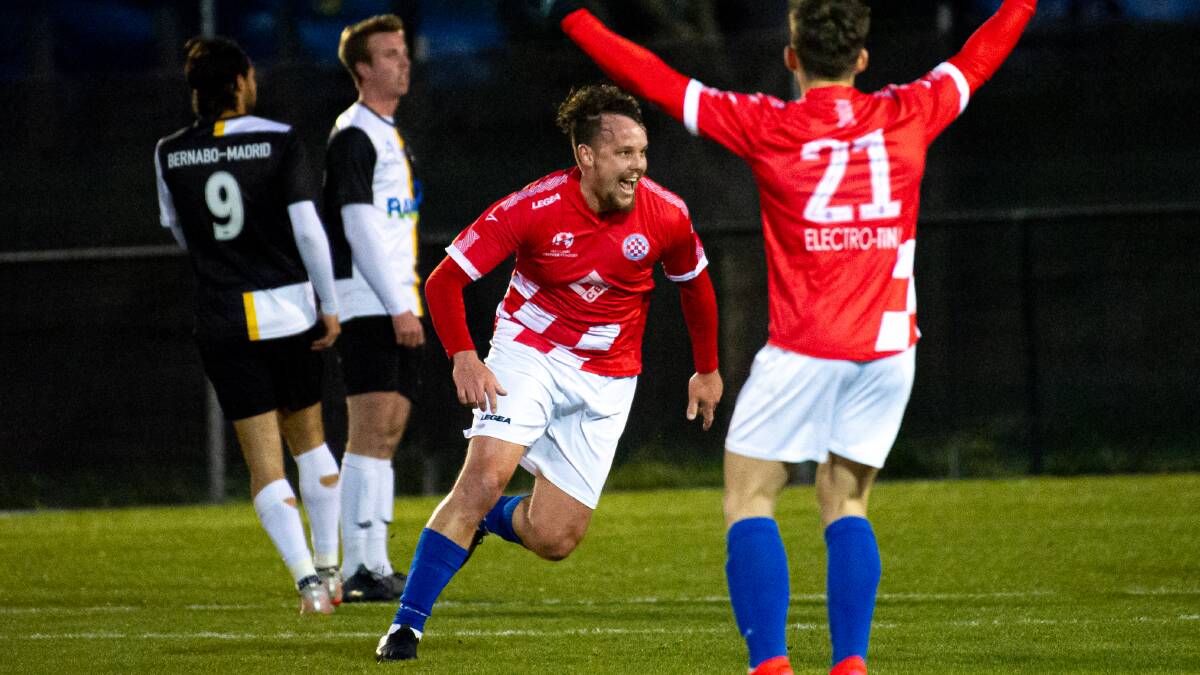 Ryan Keir scored the match-winner at Melrose Synthetic on Saturday for Canberra Croatia FC. Picture: Elesa Kurtz