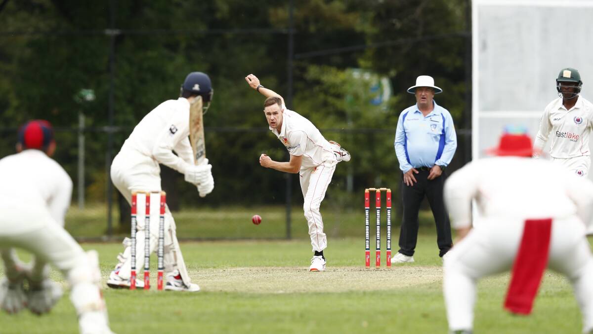 Australian Cricketer Jason Behrendorff got back into the action for Tuggeranong against Eastlake at Kingston Oval on Saturday. Picture: Keegan Carroll