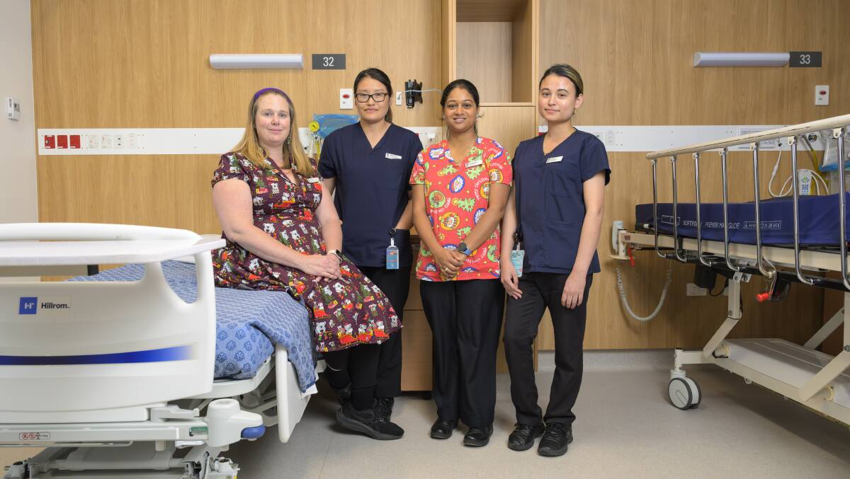 Canberra Health Services nurses Tracy Morton, Phuntsho Wangmo, Suvechha Ghimire and Binita Deuja. Picture by Keegan Carroll