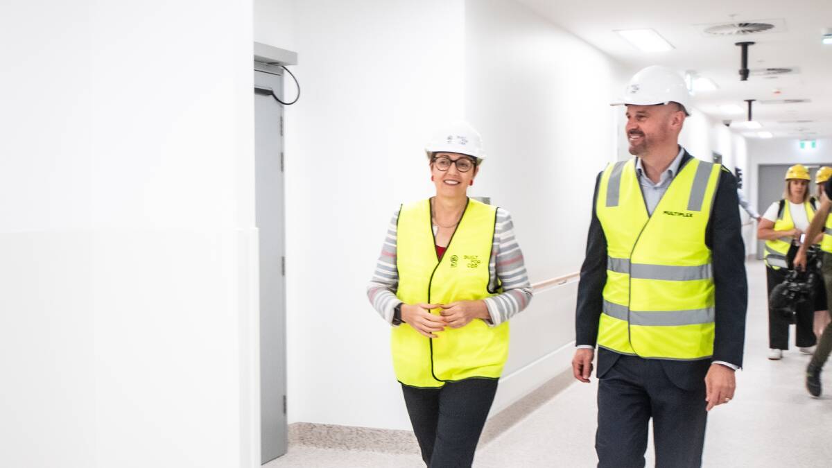 Health Minister Rachel Stephen-Smith and Chief Minister Andrew Barr at the new critical services building at Canberra Hospital earlier this year. Picture by Karleen Minney