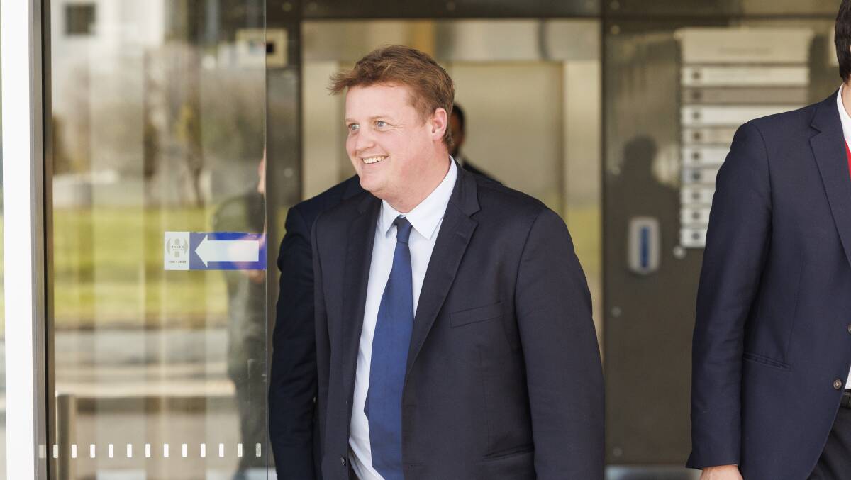 CFMEU secretary Zach Smith leaving the Integrity Commission following a public hearing last year. Picture by Keegan Carroll 