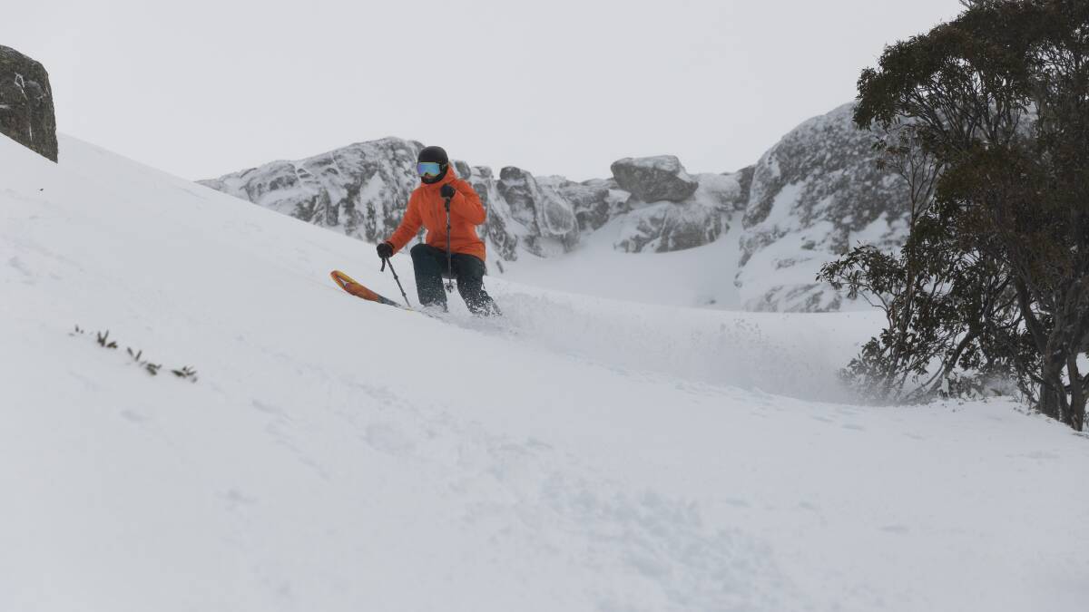 A skier at Thredbo over the weekend, which had a snowstorm. Picture Thredbo 