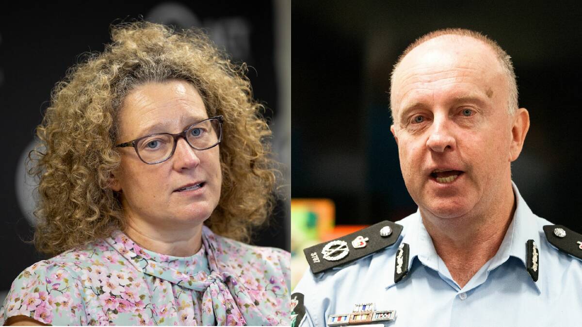 ACT chief health officer Kerryn Coleman and chief police officer Neil Gaughan are travelling to America and Canada to learn about drug decriminalisation. Pictures by Keegan Carroll, Sitthixay Ditthavong 