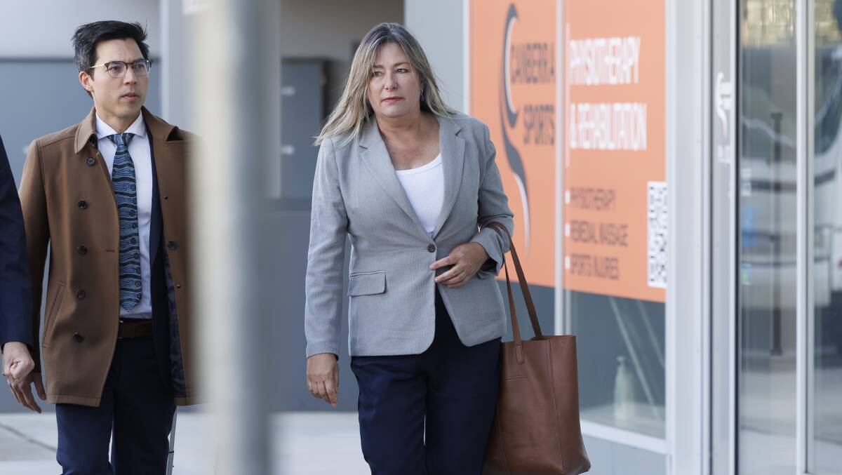 Education Minister Yvette Berry enters the ACT Integrity Commisson Hearing. Picture by Keegan Carroll