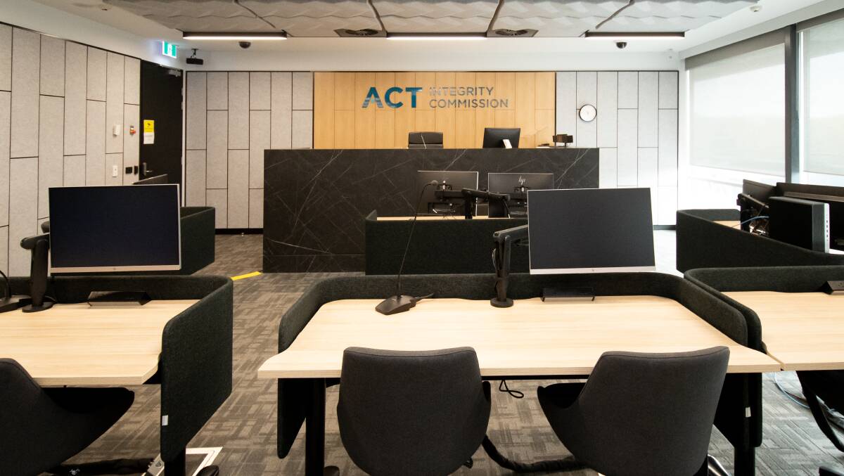 The ACT Integrity Commission's examination room where public submissions are being held. Picture by Sitthixay Ditthavong 