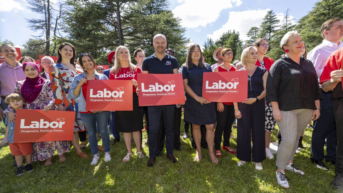 ACT Chief Minister Andrew Barr with new Labor candidates in Canberra. Picture by Gary Ramage