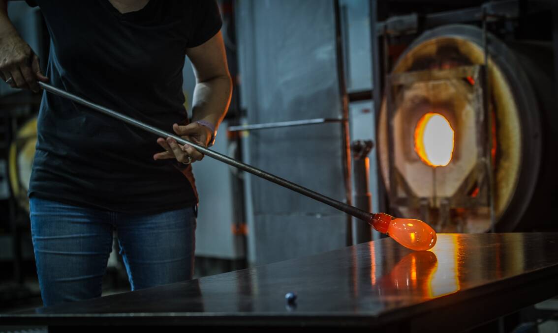 Heating things up at the Canberra Glassworks. Picture by Karleen Minney
