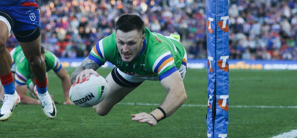 James Schiller scores for Canberra in last season's play-off against the Knights. Picture by Jonathan Carroll