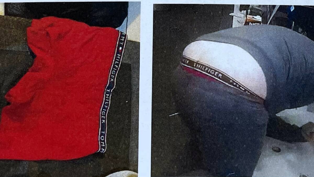 Underwear found in the man's home and CCTV of the attempted robber. Picture supplied