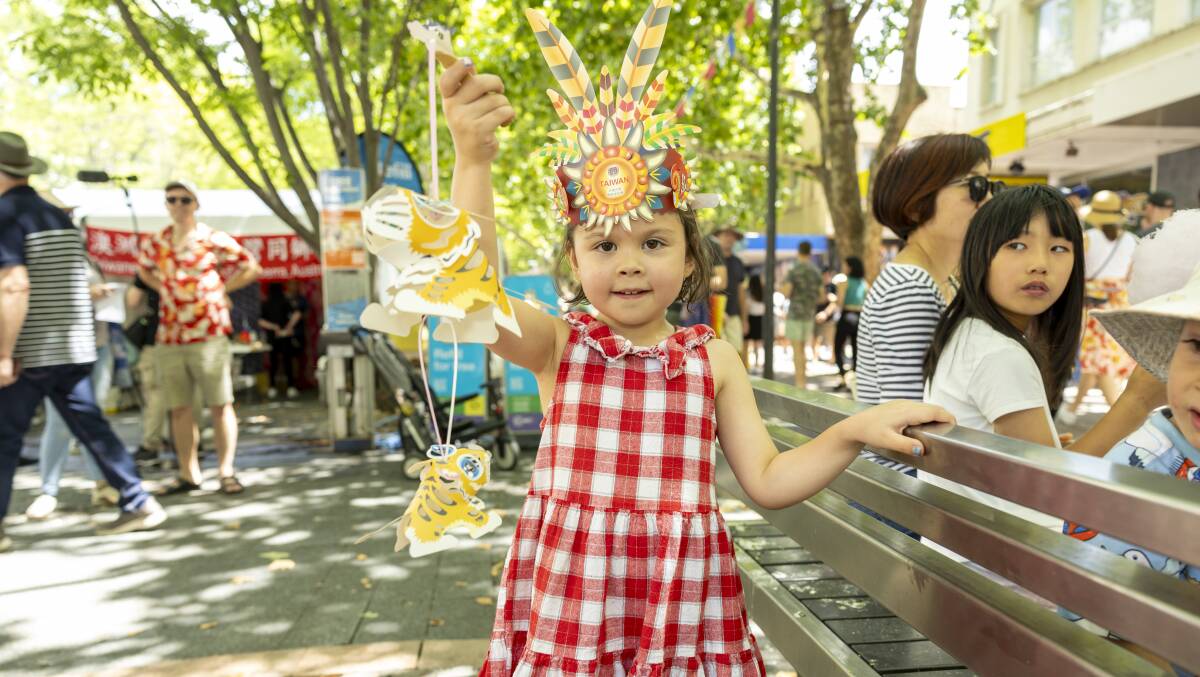 Audrey Tarlinton-Hsu, 5, at the National Multicultural Festival on Saturday. Picture by Gary Ramage