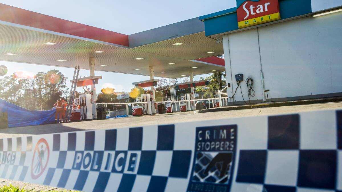 The scene of a fatal stabbing at the Queanbeyan Caltex service station in 2017. Picture by Karleen Minney