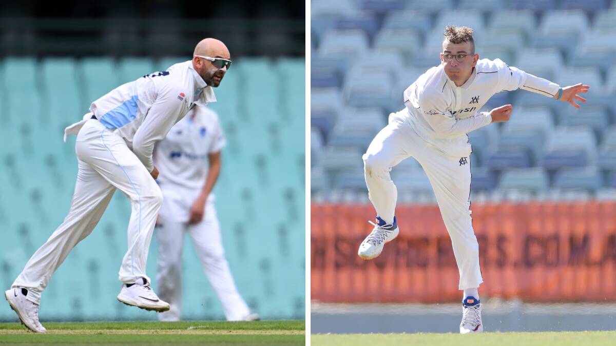 Nathan Lyon (left) will soon pass the torch to fellow off-spinner Todd Murphy. Pictures AAP