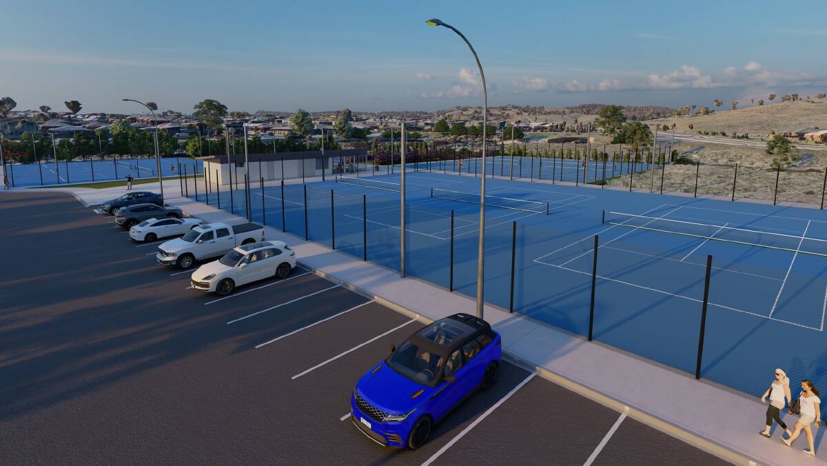 A rendered image of the new Amaroo Tennis Centre. Picture supplied