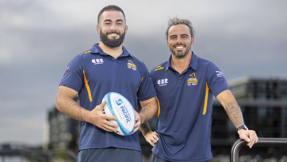 Luke Reimer, left, and Andy Muirhead have signed contract extensions with the ACT Brumbies. Picture by Gary Ramage