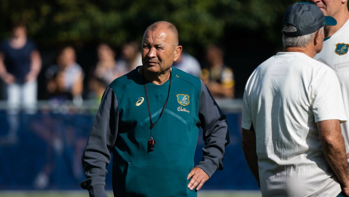 Pressure is mounting on Wallabies coach Eddie Jones ahead of Monday's crucial World Cup clash with Wales. Picture Julius Dimataga/RugbyAU Media