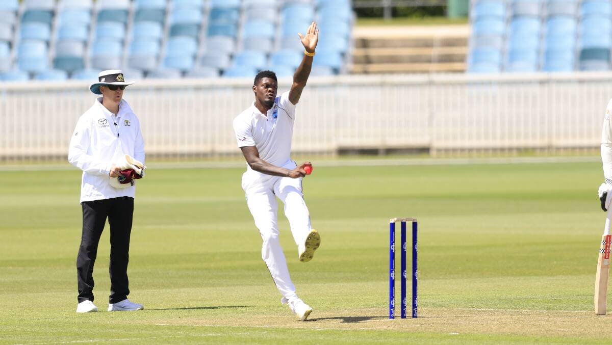 Alzarri Joseph set the tone for the West Indies with the ball on the opening two days of play. Picture by Keegan Carroll 