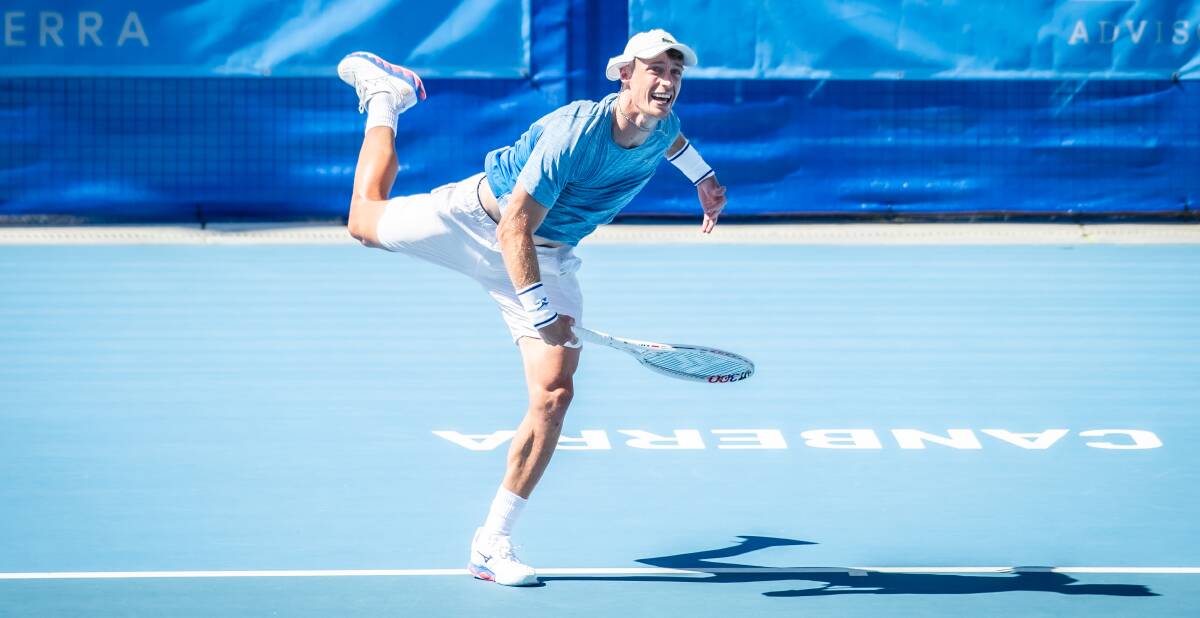 Marc Polmans, in his famed legionnaires cap, made a winning start to his Canberra International campaign on Tuesday. Picture by Karleen Minney