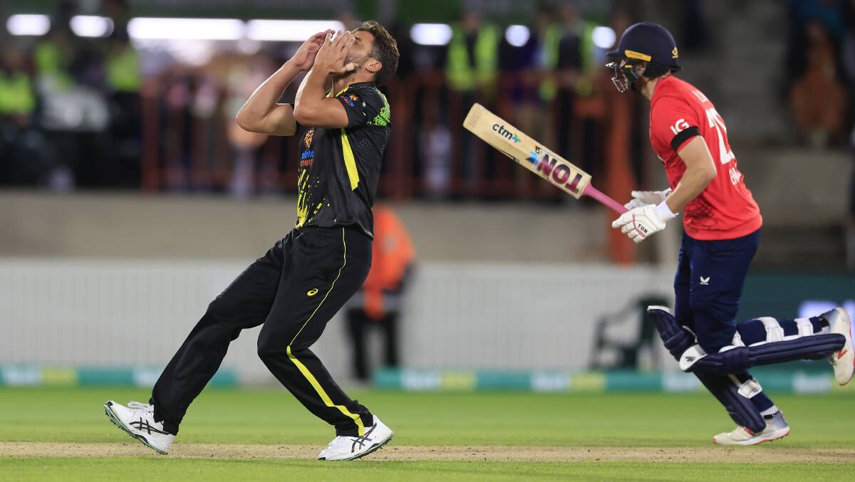 It was a frustrating evening for the Australians at Manuka Oval on Wednesday night. Picture Getty Images