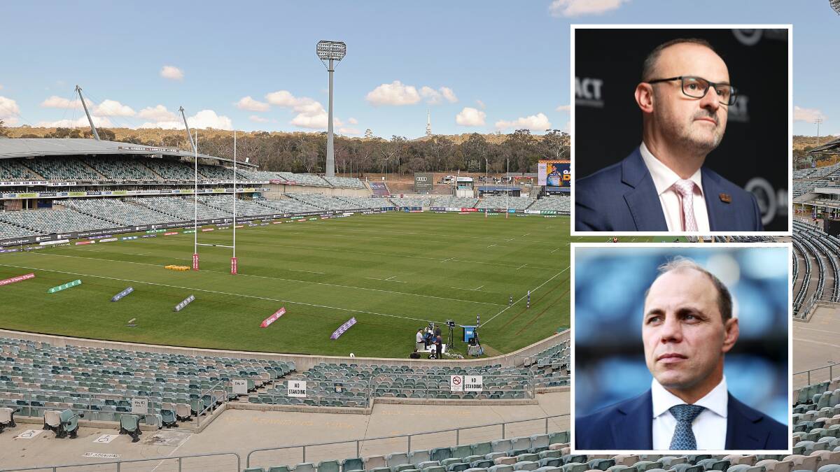 The future of Canberra Stadium will play a key role in the city's plans to host the Wallabies. Pictures by Keegan Carroll/Sitthixay Ditthavong/Getty Images